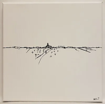 No.449 Original Abstract Minimal Landscape Drawing On Canvas By K.A.Davis  • $65