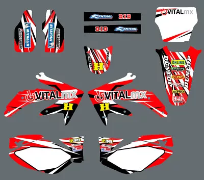 Team Decals Graphics Backgrounds Kit For Honda CRF 450 R 2005-2008 2006 2007 • $73.51