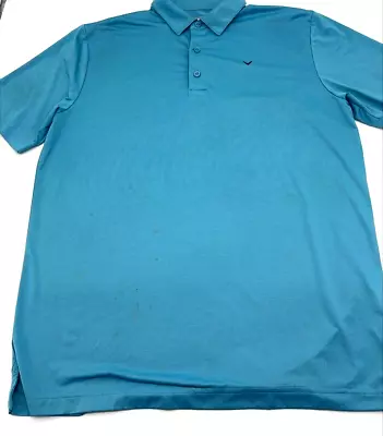 Callaway Golf Polo Shirt Mens Med Blue Short Sleeve Stretch Logo Opti Dri • $10