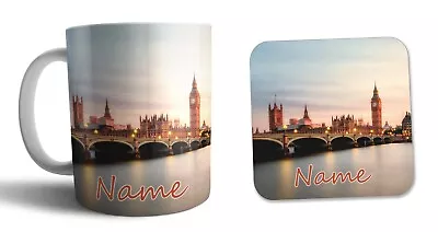 Personalised Big Ben London Mug And Coaster Gift Set Christmas Birthday  • £15.95