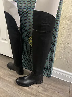 NIB TORY BUCH Black Simone Over The Knee 35mm Boot  Size 5 • £337.47