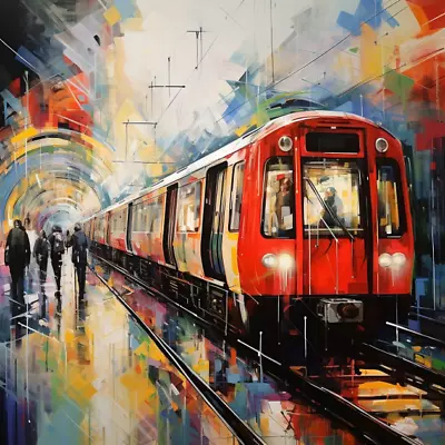 London Underground Oil Painting Luxury Canvas Wall Art Picture Print Colourful • £23.99