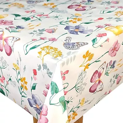 Spring Butterfly Meadow Pastel PVC Vinyl Wipe Clean Oilcloth Tablecloth • £7.99