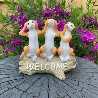 Meerkat Satue Meerkats Welcome Sign Garden Decor Sculptures Outdoor Figurine • $19.95