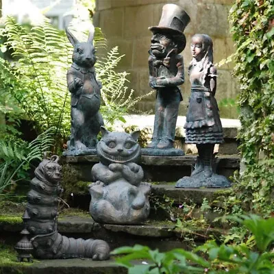 Alice In Wonderland Garden Decor Cheshire Cat Statue Alice Rabbit Mad Hatter • $23.95