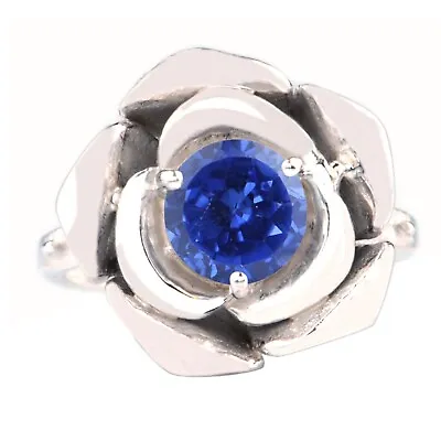 1.50Ct Round Shape 100% Natural Royal Blue Tanzanite Ring In 925 Sterling Silver • £153