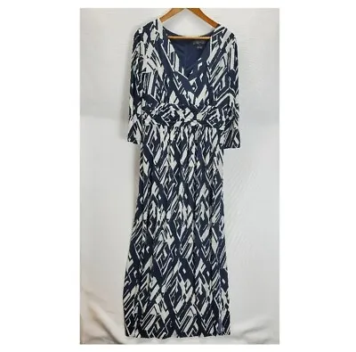 £16.63 • Buy Jessica Howard Maxi Dress Womens 14 Navy/White 3/4 Sleeve Wrap V-Neck Lined Slit