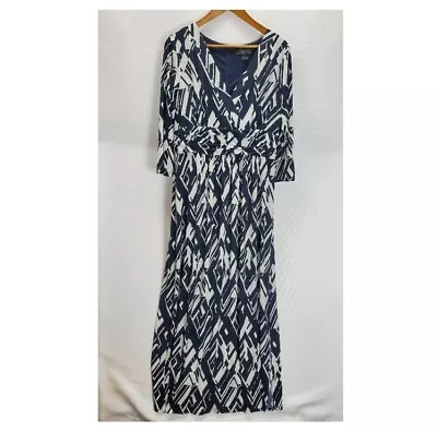 £16.63 • Buy Jessica Howard Maxi Dress Womens 14 Navy/White 3/4 Sleeve Wrap V-Neck Lined Slit