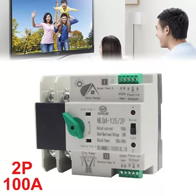 2P 100A Dual Power Automatic Generator Changeover Switch 230V UK Transfer Switch • £31.99