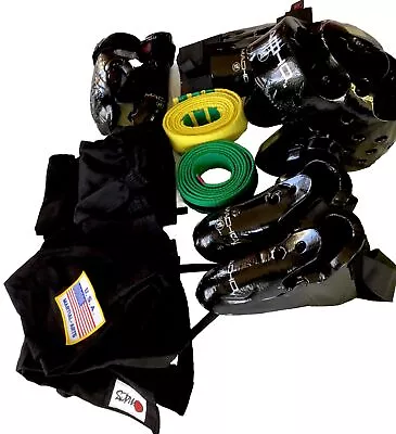 Macho Kids Sparring Gear Medium + MACS Uniform Size 0000+ Belts -VG Condition • $32.50