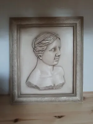Framed Ladies Sculpture Portrait Wall Hanging Alabaster Style 12x10  • £5