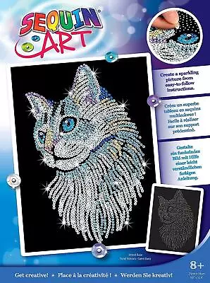 NEW Sequin Art Blue WHITE CAT Craft Kit • $38.42