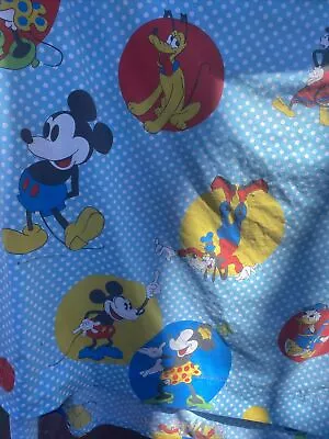 Vintage Walt Disney Mickey Minnie Mouse Polka Dot Flat Sheet Craft Fabric 63x104 • $15.99