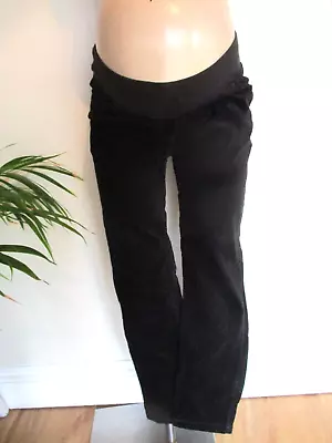 Next Maternity Black Under Bump Fine Cord Trousers Size 12 • £7