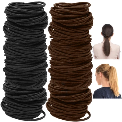 £3.99 • Buy 150pk Hair Bands | Black Brown Snag Free Bobbles Elastics Girls Kids Ponies Ties