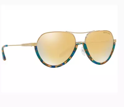 Micheal Kors Half Rim Austin Pilot Mirrored Sunglasses Green Havana/gold NWT • $179.99