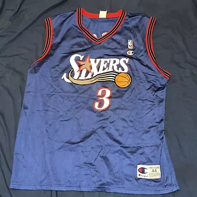 $44.95 • Buy Philadelphia 76ers Allen Iverson Vintage Champion Jersey Size 44 Mens Large