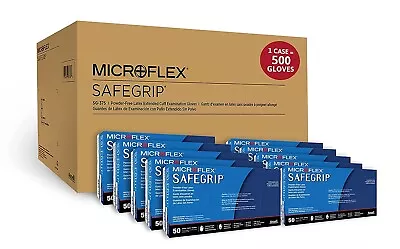 Microflex SG375L SafeGrip Large Disposable Latex Blue Long Cuff Gloves - 500pk • $143.97