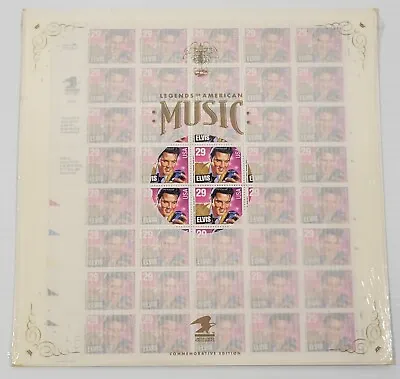 *R) 1992 USPS Elvis Presley 29 Cent Commemorative Stamps Saver Sleeve Sheet 40 • $19.99