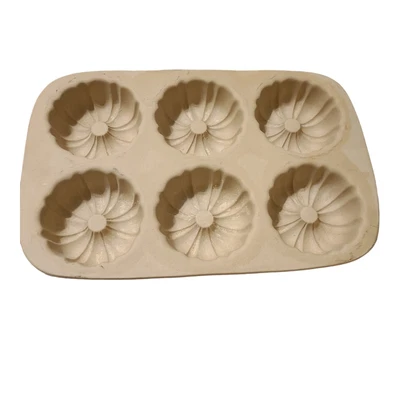 $17.10 • Buy Pampered Chef Family Heritage Classics Stoneware Fluted 6 Mini Bundt Cake Pan 