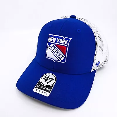 '47 Brand New York Rangers Trucker Hat Mens Blue Snapback Hockey NHL Mesh New • $31.66