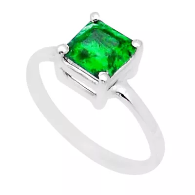 925 Silver 1.48cts Faceted Natural Green Maw Sit Sit Square Ring Size 6 Y1478 • $16.79