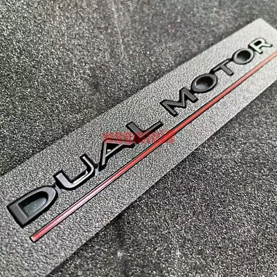 For Tesla Model 3/Y DUAL MOTOR Emblem MATTE BLACK RED Rear Lid Trunk Logo Badge • $9.89