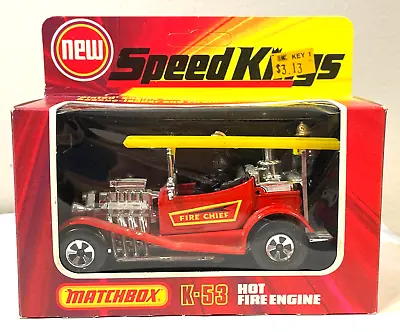 Hot Fire Engine Fire Chief Speed Kings Matchbox MINT K-53 Original Unpunched Box • $44.99