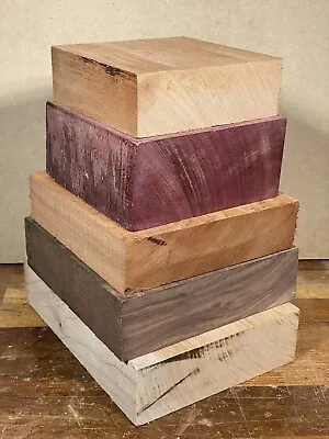 Bowl Blank Wood Pack - Purpleheart Maple Walnut Mahogany Turning Lumber Block • $39