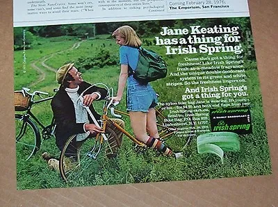 1975 Print Ad - Irish Spring Soap - Girl Jane Keating Guy Bikes Old Advertising • £6.74