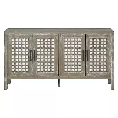 Retro Mirrored Sideboard With Closed Grain Pattern For Dining Room Living Room • $363.59