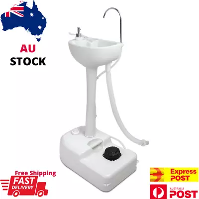 Camping Hand Wash Basin 19L Water Tank Wash Stand Portable With Wheel Hand-Free • $75.95