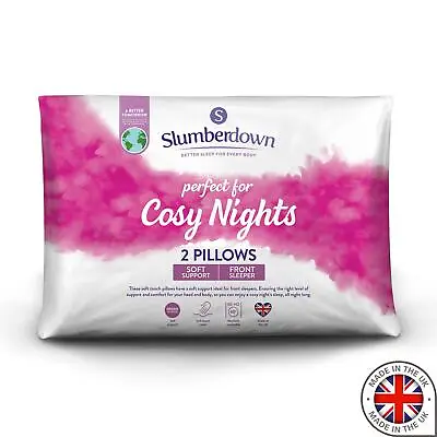 Slumberdown Cosy Nights Soft Support Front Sleeper Pillow Pack Of 2 • £14.70