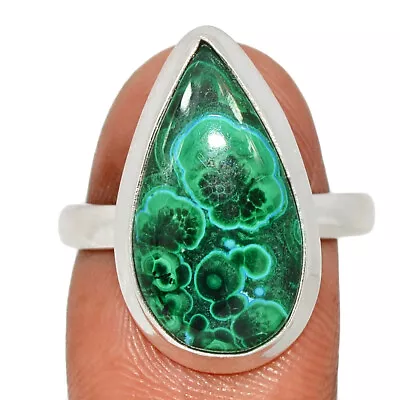 Natural Malachite In Chrysocolla - Congo 925 Silver Ring Jewelry S.9 CR41138 • $12.99