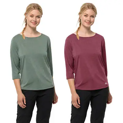 Jack Wolfskin Womens Pack & Go Wicking 3/4 Sleeve T-Shirt 29% OFF RRP • £24.99