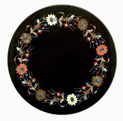 18  Pietra Dura Inlay Handmade Work Black Marble Table Top • £410.16
