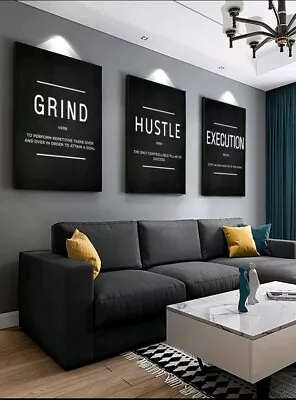 3pcs Grind Hustle Execution Motivational Canvas Wall Art Frameless 15.7*23.6in • $30