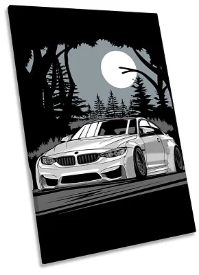 BMW M4 Car Picture CANVAS WALL ART Portrait Print White • £24.99