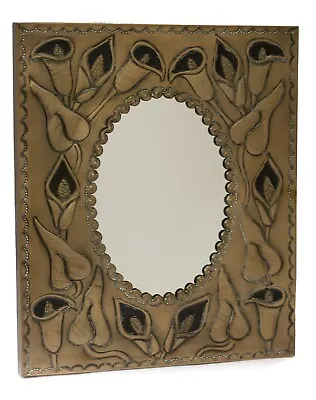 Handmade Mirror Lily Floral Design 33cm X 39cm Looks Great In A Hall Way Bronze • £29.95