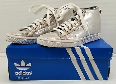 BG) Adidas Women's Honey Heel Mid Top Sneakers Shoes Silver Q23272 Size 9 • $44.99