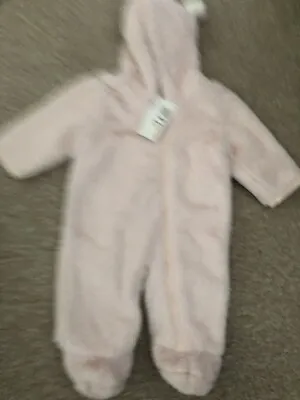 Brand New M&S Baby Girls 3-6 Months Snowsuit Coat Fur • £15