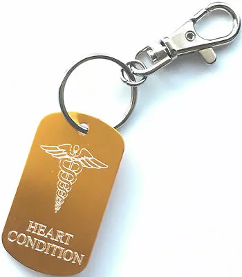 Heart Condition SOS Medical Alert Army Style Tag On Keyring • £4.99