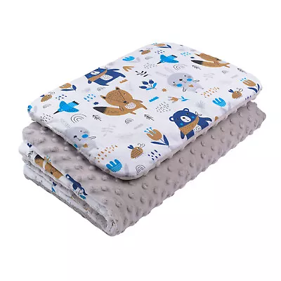 £19.99 • Buy Baby Blanket Plus Flat Pillow Bedding Set Cot Bed Boys Pram Moses Basket Long