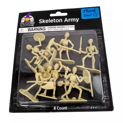 Halloween Skeleton Army Toy Figures 8 Ct Characters Plastic Mini Toppers Figure • $12