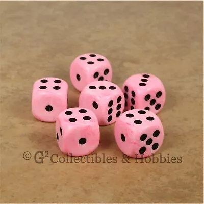 NEW 6 Deluxe Pink Swirl Round Cornered Dice Set 16mm Six Sided RPG D&D Game D6s • $8.99