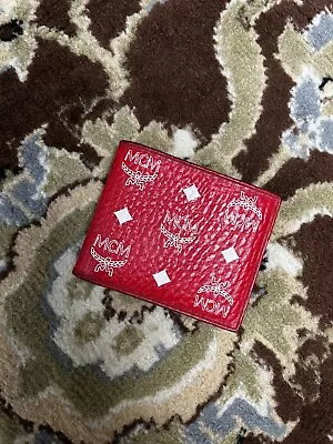 Used Authentic MCM Bifold Wallet In Visetos Original  Red • $130