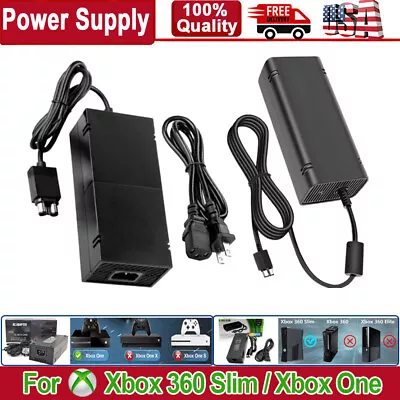 For Microsoft Xbox One / 360 Slim Power Supply AC Adapter Charger Power Cord USA • $16.94