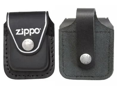 ZIPPO Lighter Pouch Case With Clip Belt Loop Brown Black Genuine Leather • £16.99