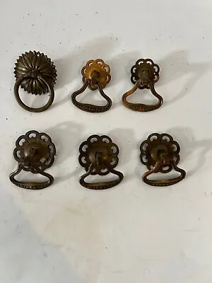 6 Antique Brass Drawer Pulls • $7.95