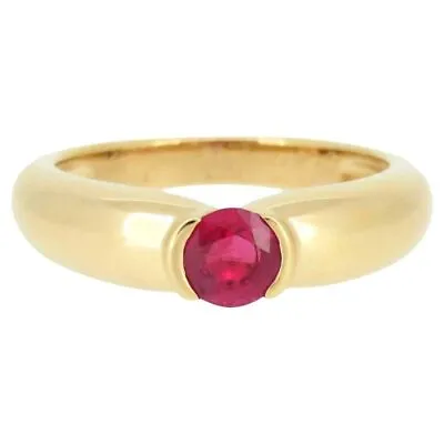 Vintage Cartier 0.50ct Red Ruby Round Ellipse 18k Yellow Gold Solitaire Ring 53 • $3732.17